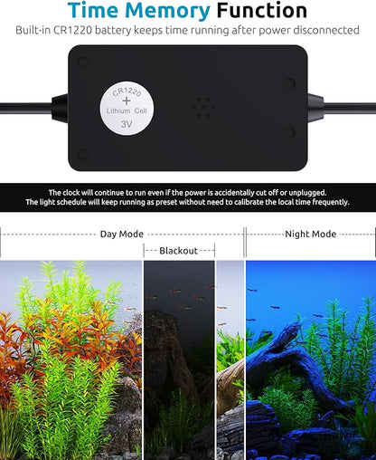 SEAOURA LED Aquarium Light, 24/7 Custom Timer, Power-Off Memory,7-Row LED 12-18in Full Spectrum Fish Tank Light, 8 Colors, 20 Brightness, Day&Night Cycle, Adjustable Mount for Freshwater Plant Growth