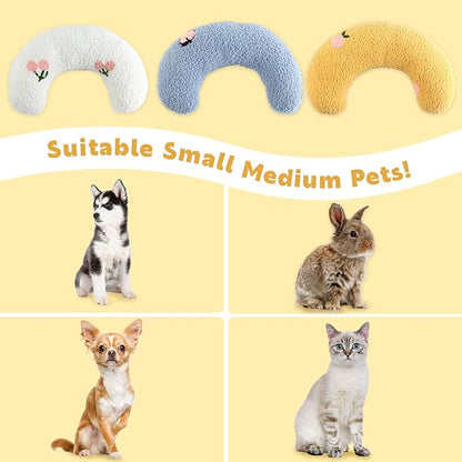 T'CHAQUE Dog Pillow Bed, Cat Calming Pillow, Dog Neck Pillow for Joint Relief Sleeping, Ultra Soft Half Donut Cuddler, Pillow Pet for Upper Spine Support, Doggy/Kitten Pillow Training Toy，Yellow