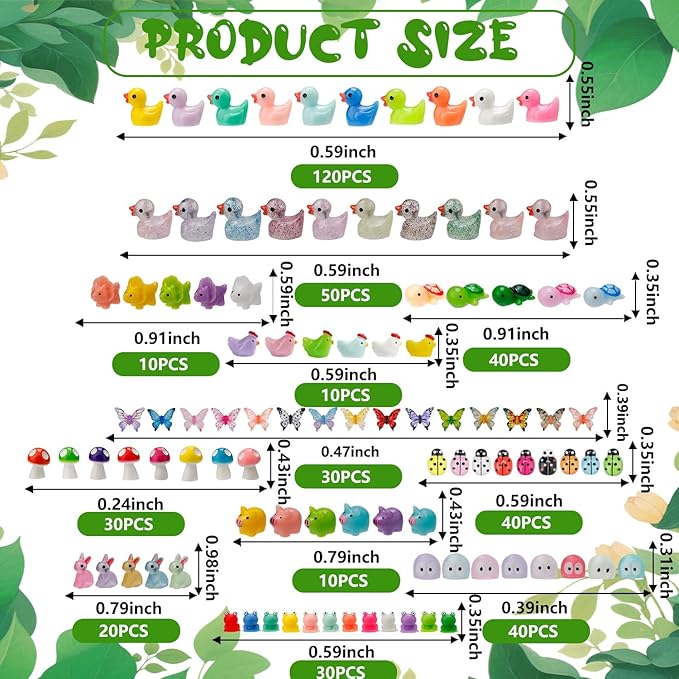 420 Pcs Mini Resin Animals 12 Styles Resin Animals Figurines Bulk for Fairy Garden Miniature Dollhouse Accessories Hide Crafts Decor