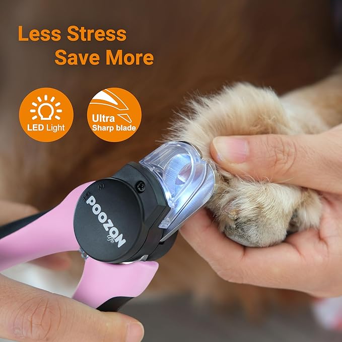 Dog Nail Clipper with Light, Illuminates Nail Clipper Kit or Bloodline for Safe, Easy Trimmers, Extra Sharp for Thick Nails, Quick Sensor, Avoid Over Cutting Toenail, for Cats & Dogs
