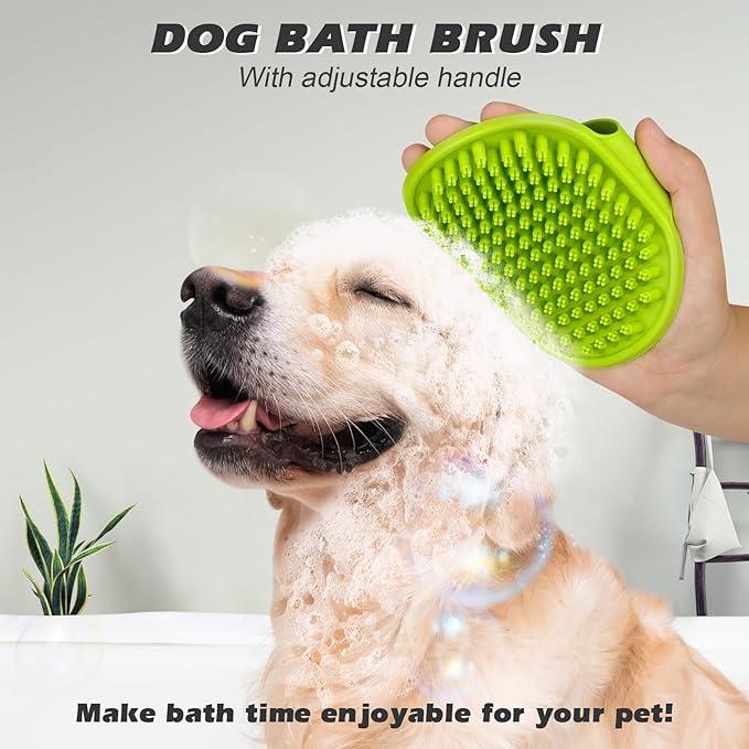 2PCS Dog Grooming Tools - Double-Sided Bath Brush for Shedding and Bathing, Suitable for Short/Long Haired Dogs, Premium Pet Supplies (Black Green)