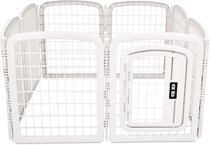Amazon Basics 8-Panel Octagonal Plastic Pet Pen Fence Enclosure With Gate, 59 x 58 x 28 Inches, White