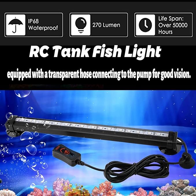 HCDMRE LED Air Bubble Light Aquarium Light Underwater Submersible Fish Tank Light Color Changing Making Oxygen Aquarium Tools,Us Plug,52cm/20.5"
