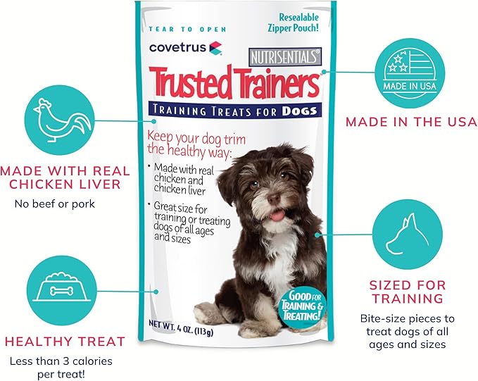 NutriSentials Trusted Trainers Training Treats for Dogs - Soft Dog Treats for Small, Medium & Large Dogs - Chicken Flavor - 20 Pack - 4 oz