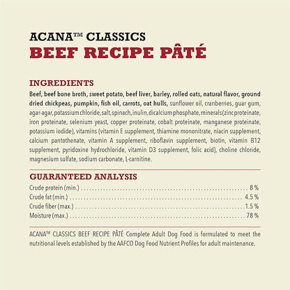 ACANA Classics Beef Recipe Pâté Wet Dog Food (Case of 12)