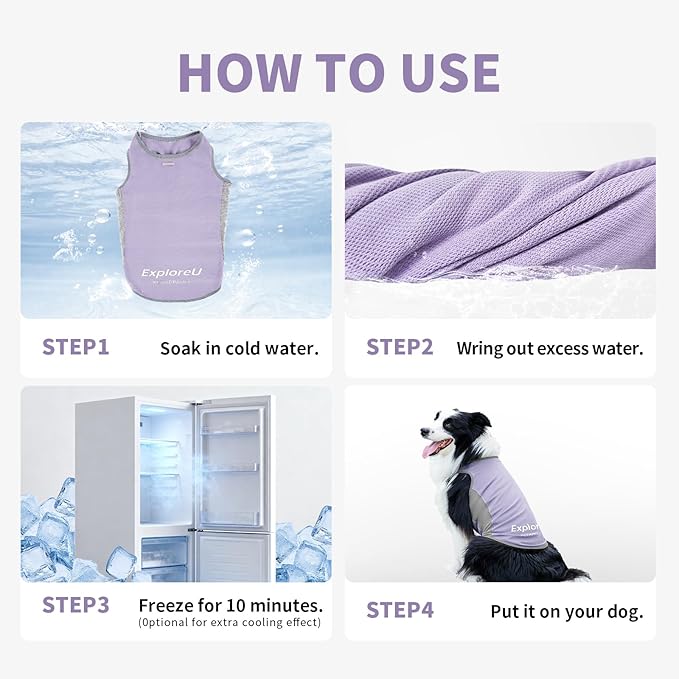 Dog Shirt, Lightweight Breathable Dog Cooling Vest Sun Protection Pet T-Shirts Quick Dry Soft Stretchy Reflective Label Pet Clothes - Small Medium Large Dogs (Lilac Ether 1PC, Small)