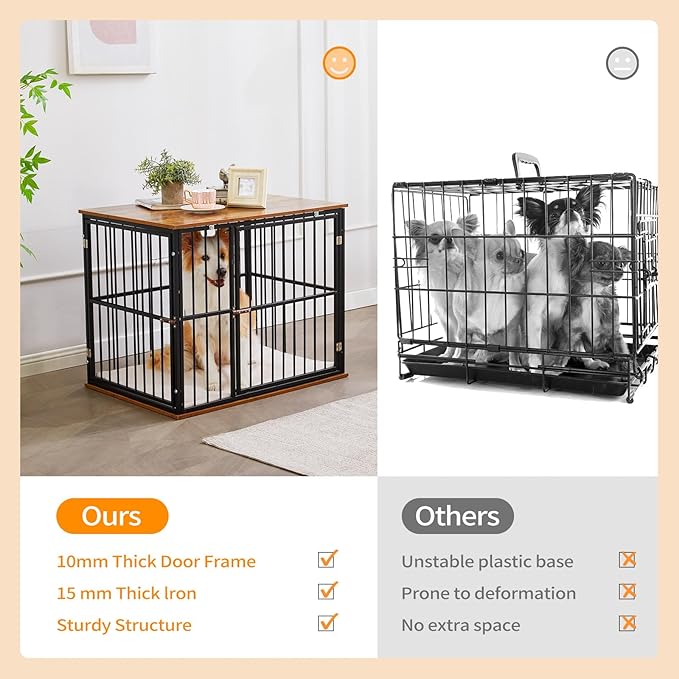 Made4Pets Dog Crate Furniture Dog Kennel Indoor Decorative Wood Dog Cage, 31_ x 21.6_ x 25.3_, Brown