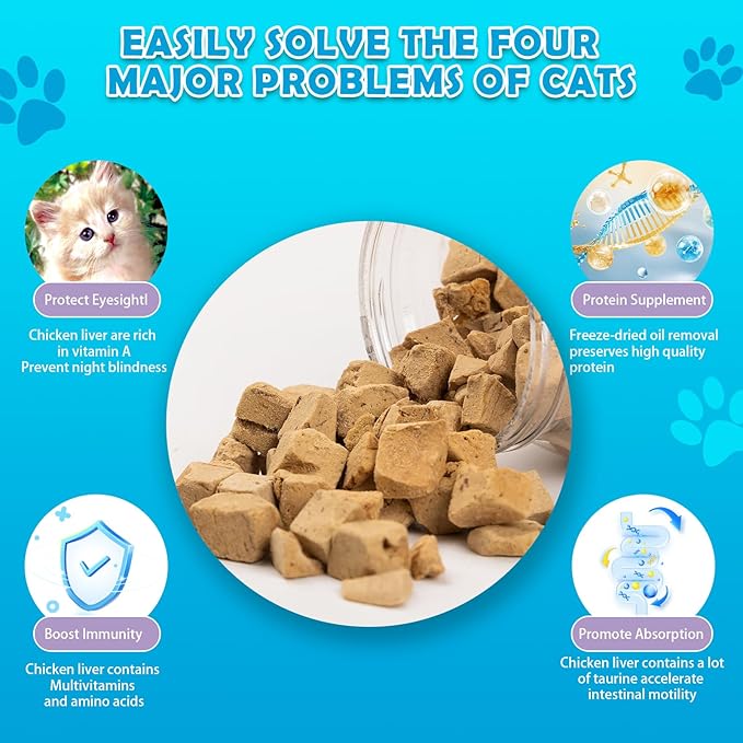 Chicken Liver Dog Treats - Freeze Dried Liver Treats Organic Single Ingredient All Natural Grain-Free Perfect for Training Topper or Snack（4.5oz）