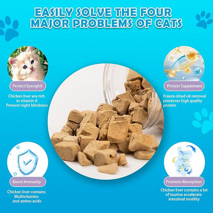 Chicken Liver Dog Treats - Freeze Dried Liver Treats Organic Single Ingredient All Natural Grain-Free Perfect for Training Topper or Snack（4.5oz）