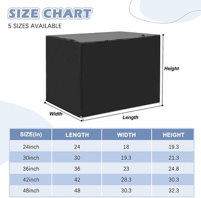Akinerri Dog Crate Cover - Double Door Waterproof Pet Kennel Cover, Durable 600D Polyester Protective Cage Cover for 24/30/36/42/48 Inch Dog Crate - Black