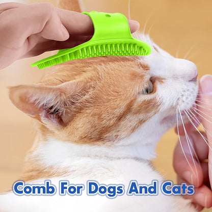 Dog Bath Brush with Grooming Supplies: Dog Brush for Short Haired and Long Haired Dogs, Silicone Brush with Ring Handle, Grooming Tools for Equigroomers, Breeders, and Dog Owners(Blue and Green)