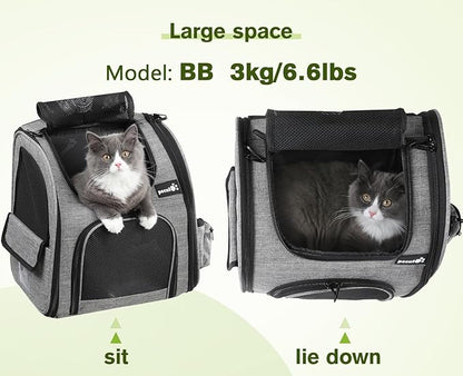 Pecute Cat Carrier Dog Backpack, Backpack for Small Pets, Portable Breathable Rucksack with Front Opening-Mesh Window-Pockets, Airy Space for Carrying Puppy Dogs and Cats