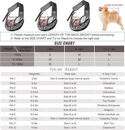 Cuby Pet Dog Sling Carrier for Small Dogs Cats Breathable Mesh Travel Safe Sling Bag Carrier for Dogs Cats Puppy (M Camouflage)