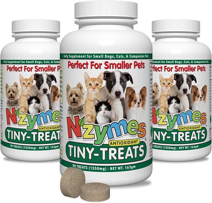 Nzymes® Antioxidant Tiny Treats - for Dogs Joints, HIPS, Paralysis, Skin, Coat, Hair Loss, Aging, Digestion, Seizures - Dog Treats for Small Dogs - 270 Treats - Made in The USA