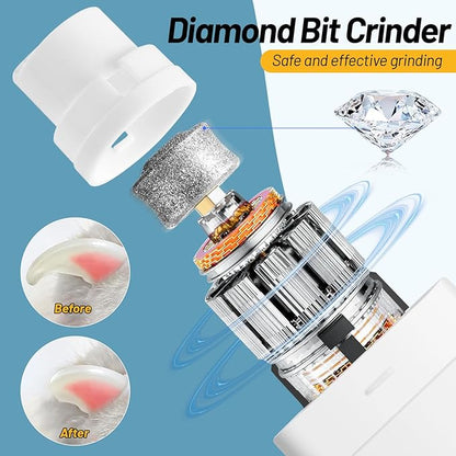 4-Speed Dog Nail Grinder, Professional Dog Nail Trimmers with UV Light & Battery Level Display, Rechargeable Painless Smoothing Quiet Pet Nail Grinder for Small Medium Large Dogs and Cat