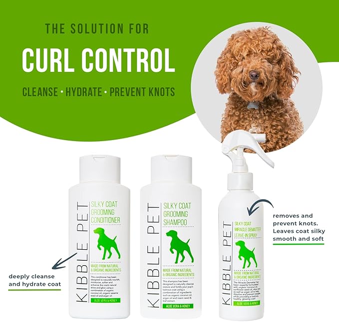 Pet Grooming Detangler Spray, Hydrates & Softens Coat, Hair Tangle & Mat Remover, Deodorizer, Aloe Vera Honey Scent, Hypoallergenic, Sensitive Skin Safe, Made in The USA, 7.1 oz