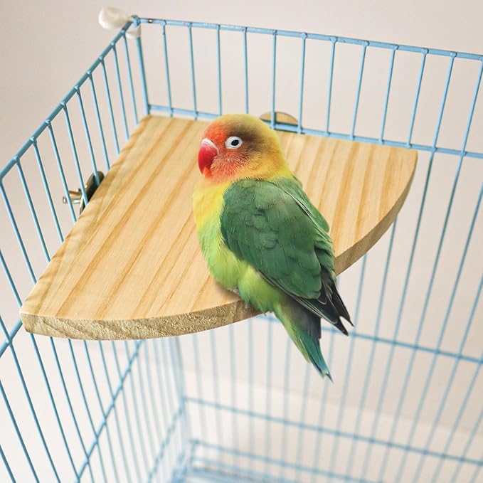 2 Pack Bird Perch Platform, Parrot Stand Sector Playground Wood Perch Stand Toy Cage Accessories Exercise Toy for Parakeet Conure Cockatiel Budgie Gerbil Rat Mouse Chinchilla Hamster(Set 3)
