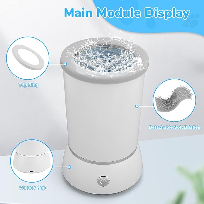 Dog Washer, Electric Dog Foot Washer with Two Speeds, Portable USB Rechargeable Dog Cleaner Cup, Automatic Cleaner for Dogs Small Medium Large Cats (Built in 600mAh Battery)