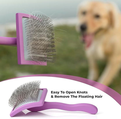 Slicker Brush for Dogs - Detangling Dog Brushes for Grooming with Soft Bristles & long Pins - Professional Cat Deshedding Tool to Removes Tangles & Dirt (Medium)