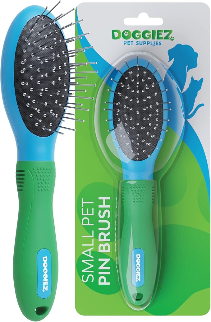 Small Dog Pin Brush for Dogs with Medium to Long Hair, Curly, Fine, Delicate and Fragile Coats - Pet Dog Brush and Puppy Brush for Poodle, Labradoodle, Yorkshire Terrier and Smaller Long Haired Breeds