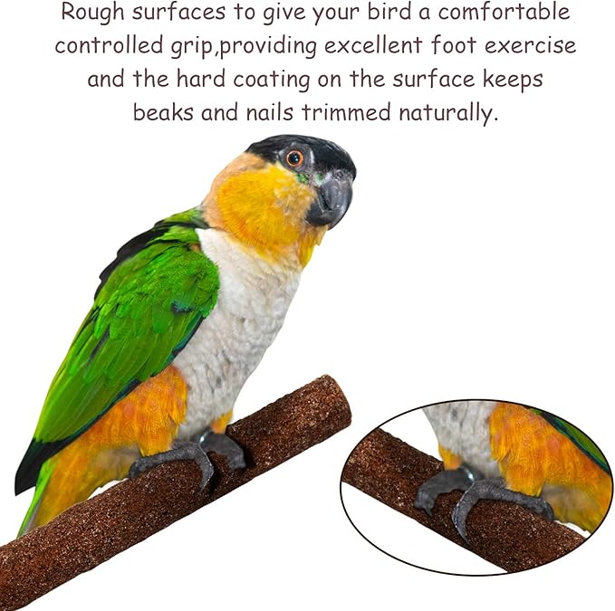 6 Pcs Bird Perch Stand Toy, Wood Parrot Stand Platform Colorful Sand Paw Grinding Stick Cage Accessories Exercise Toys for Cockatiel Conure Budgies Parakeet Lovebird Hamster Gerbil Rat Mouse (6 Pcs)