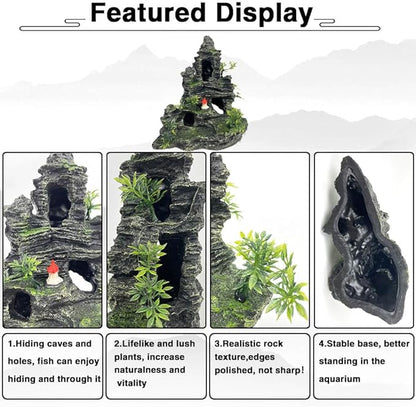 Aquarium Decorations Large and Tall Large Aquarium Decoration for Fish Tank Decorations Fish Tank Ornaments Mountain View Stone Ornament Tree Rock Cave Artificial Fishtank Ornament