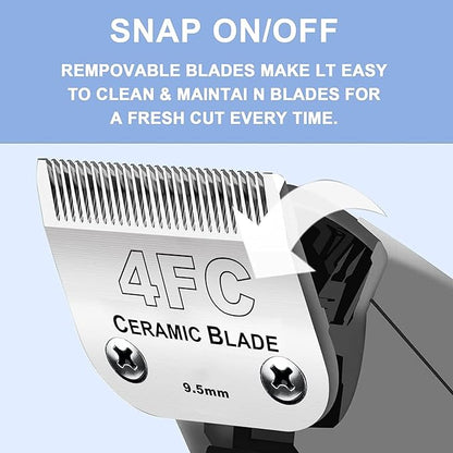 5PCS 10 Blades Dog Grooming Replacement Blades Compatible with Andis Pet Clipper/Oster A5/Wahl KM Series Dog Clipper,Ceramic Blade & Stainless Steel Blade, Size ï¼#10+30+40+5FC+4FC