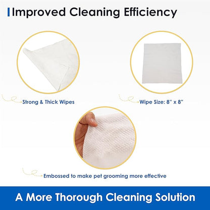 Pet Grooming Wipes for Dogs & Cats, 400 Count, 8"x8" Ultra Thick & Soft, Unscented, Hypoallergenic Formula, Safe on Coat, Paws, Ears, Bum & Sensitive Skin