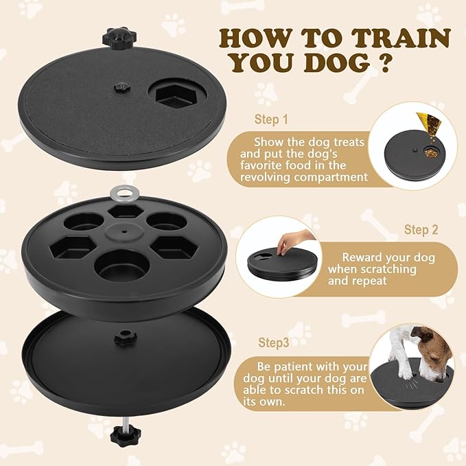 Dog Nail Scratch Board - 3 in 1 Rotatable Round Dog Scratch Pad for Nails with Treat Box, Dog Nail File Toy, Scratching Board for Dogs,Shorten Dog_ Side Nail Easier for Small and Large Dogs