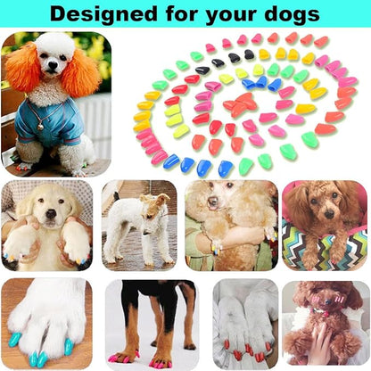 VICTHY 120pcs (12 Colors) Dog Nail Caps | Dog Claw Covers Dog Nail Covers with Adhesives Glue and Applicatorsï¼ Lï¼