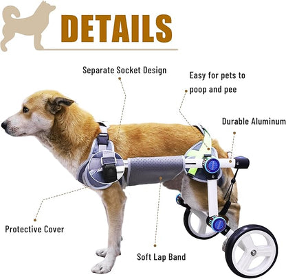 Dog Wheelchair, Adjustable Dog Wheelchair for Back Legs, Stable Dog Cart for Disabled Hind Legs, Help Small Pets with Paralyzed Hind Legs Regain Mobility