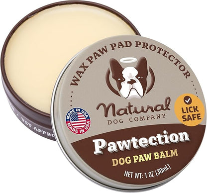 Natural Dog Company PawTection Balm 1 oz Tin – Dog Paw Protection with Shea Butter & Calendula – Shields Paws from Snow, Ice, Salt, Hot Pavement & Rough Terrain – Lick-Safe, All Breeds