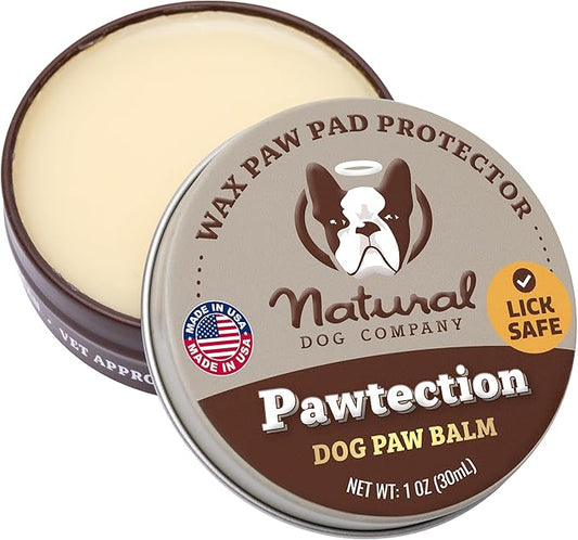 Natural Dog Company PawTection Balm 1 oz Tin – Dog Paw Protection with Shea Butter & Calendula – Shields Paws from Snow, Ice, Salt, Hot Pavement & Rough Terrain – Lick-Safe, All Breeds