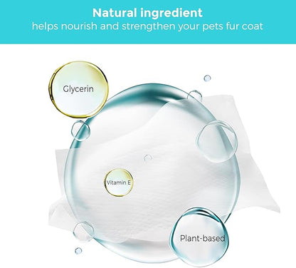 Dog Wipes, 100 Count Pet Grooming Wipes, Conditioning Shine Coat, Cleaning and Deodorizing, Pet Wipes for Dogs & Cats, for Sensitive Skin (Unscented)