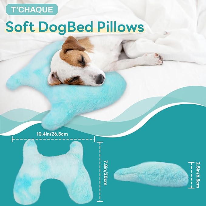 T'CHAQUE Dog Pillow Bed Cat Pillows for Indoor Cats Soft Dog Calming Pillow for Small Dogs Anxiety Relief Comfort Dog Neck Pillow Pet Sleeping Improve Pet Calming Toy for Upper Spine Support