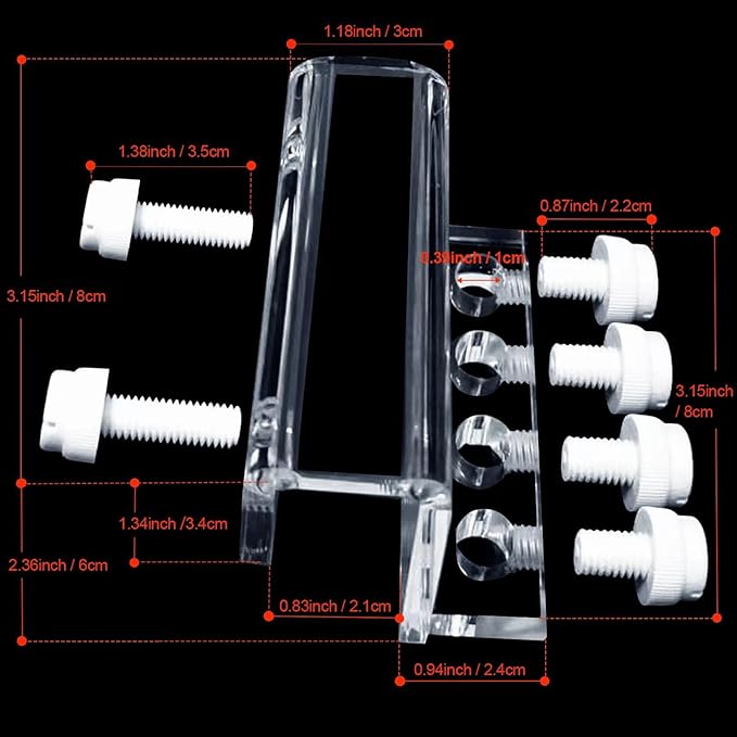 Aquarium dosing pump tubing holder Fixture,Dosing tubing holder for aquarium air pump accesories，Acrylic dosing container tube fixture holder for dosing pump（1 or 2 Pieces Pack） (2 Pieces Pack)