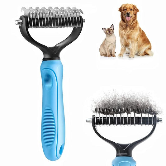 Dog Undercoat Rake Pet Grooming Tool, 2-Sided Shedding Dematting Comb for Cats Mat Remover Deshedder Brush for Large Dogs Double Coat, Long Hair Cat Combs Undercoat Husky Brush with 26 Teeth