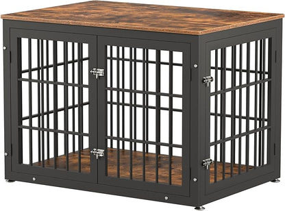 42 Inch Heavy Duty Dog Crate Furniture for Large and Medium Dogs, Decorative Pet House End Table, Wooden Cage Kennel Furniture Indoor, Rustic Brown