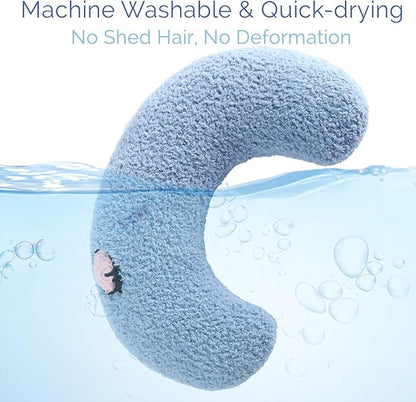 Pillow for Cats, Dog Calming Pillow for Small Dogs Ultra Soft Fluffy Pet Calming Toy Half Donut Cuddler Cozy Cat Bed Pillow U-Shaped Pillow for Pet Sleeping Improve Joint Relief, Blue