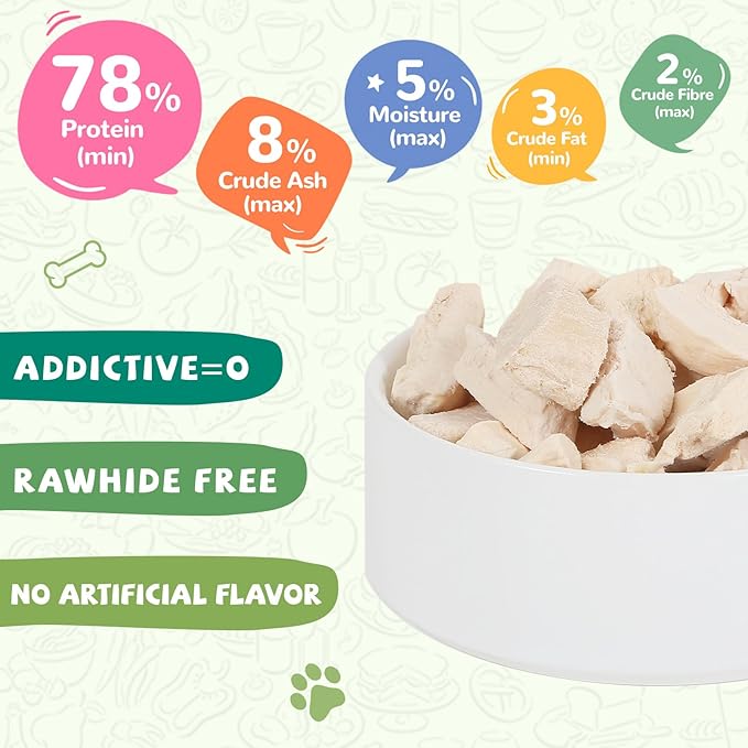 Freeze Dried Cat Treats, Raw Chicken Food for Dogs Cats, Single Ingredient, High Protein Natural Healthy Topper, 3.8 oz