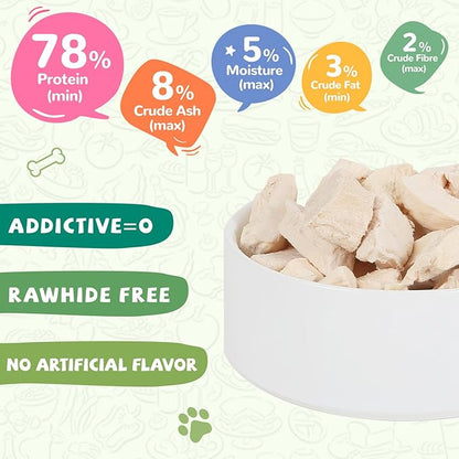Freeze Dried Cat Treats, Raw Chicken Food for Dogs Cats, Single Ingredient, High Protein Natural Healthy Topper, 3.8 oz