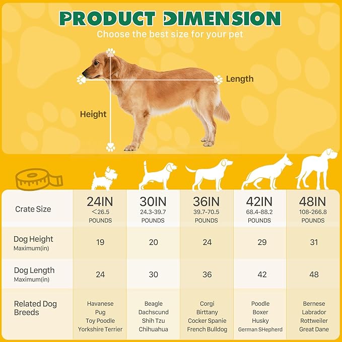 DUMOS 24-Inch Dog Crate, Small Double-Door Folding Metal Kennel with Divider Panel and Leak-Proof Pan, Portable Dog Cage for Indoor, Outdoor, and Travel