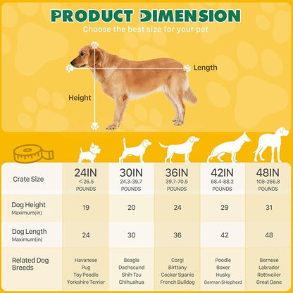 DUMOS 24-Inch Dog Crate, Small Double-Door Folding Metal Kennel with Divider Panel and Leak-Proof Pan, Portable Dog Cage for Indoor, Outdoor, and Travel
