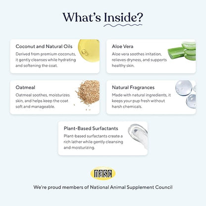 Pawfy Dog Shampoo and Conditioner for Itchy Skin Relief | Puppy Shampoo for Sensitive Skin | Natural 5 in 1 Pet Shampoo with Coconut, Oatmeal & Aloe Vera| Ideal Dog Wash for Smelly Dogs