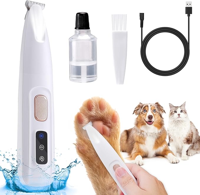 AIERSA Pet Micro Precision Trimmer, Dog Paw Trimmer with LED Light,Quiet Pet Hair Trimmer,Waterproof Pet Shaver for Grooming,Electric Paw Clippers for Large/Small Dogs and Cats