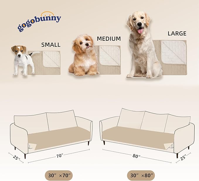 gogobunny 100% Double Sided Waterproof Dog Blanket Soft Pet Bed Cover Reversible Protect Furniture Couch Sofa Car for Puppy Cat Kids (Dark Beige/Light Beige, 30x80 Inch (Pack of 1))