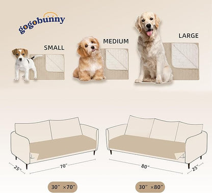 gogobunny 100% Double Sided Waterproof Dog Blanket Soft Pet Bed Cover Reversible Protect Furniture Couch Sofa Car for Puppy Cat Kids (Dark Beige/Light Beige, 30x80 Inch (Pack of 1))