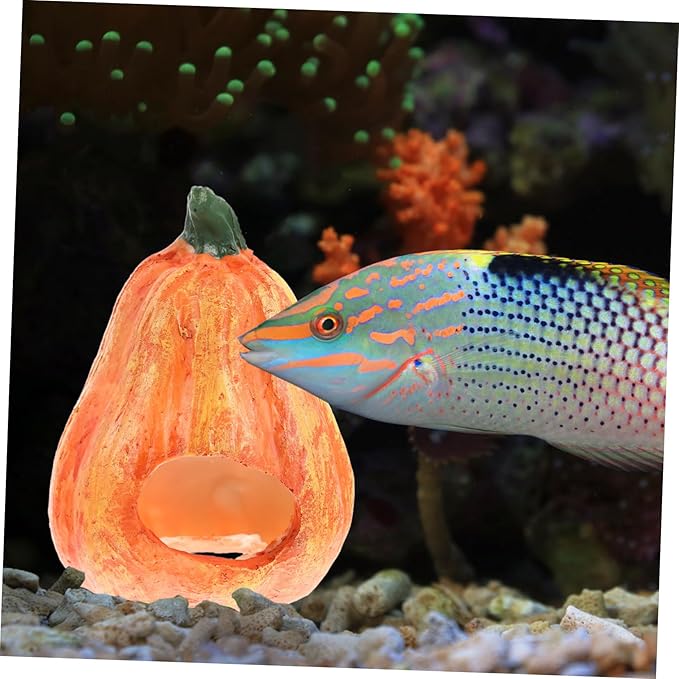 Pumpkin Shaped Aquarium Cave Fish Tank Decor Lovely Garden Landscaping Ornament for Pet Fish Enthusiasts