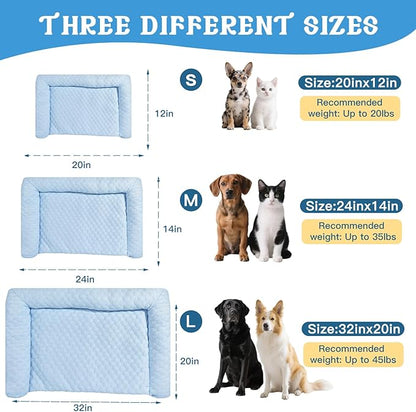 Dog Cooling Mat - Thicken Self-Cooling Pad for Small Dog & Cat, Ultra-Comfortable & Machine Washable | Foldable Design Cooling Mat for Dogs, Crates & Indoor Use (Blue, 24''*14'')