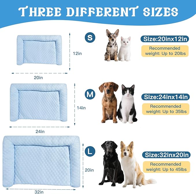 Dog Cooling Mat - Thicken Ultra-Comfortable & Machine Washable | Foldable Design Cooling Mat for Dogs, Crates & Indoor Use | Supports up to 45 lbs (Grey, L 32''*20'')